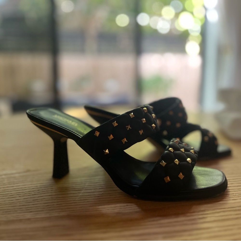 Michael Kors Black and Gold Studded Heels - Picture 7 of 9